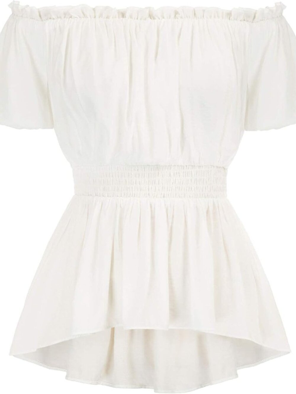 Women's Renaissance Shirt Short Sleeve Peplum Top Off Shoulder Peasant Pirate Bl